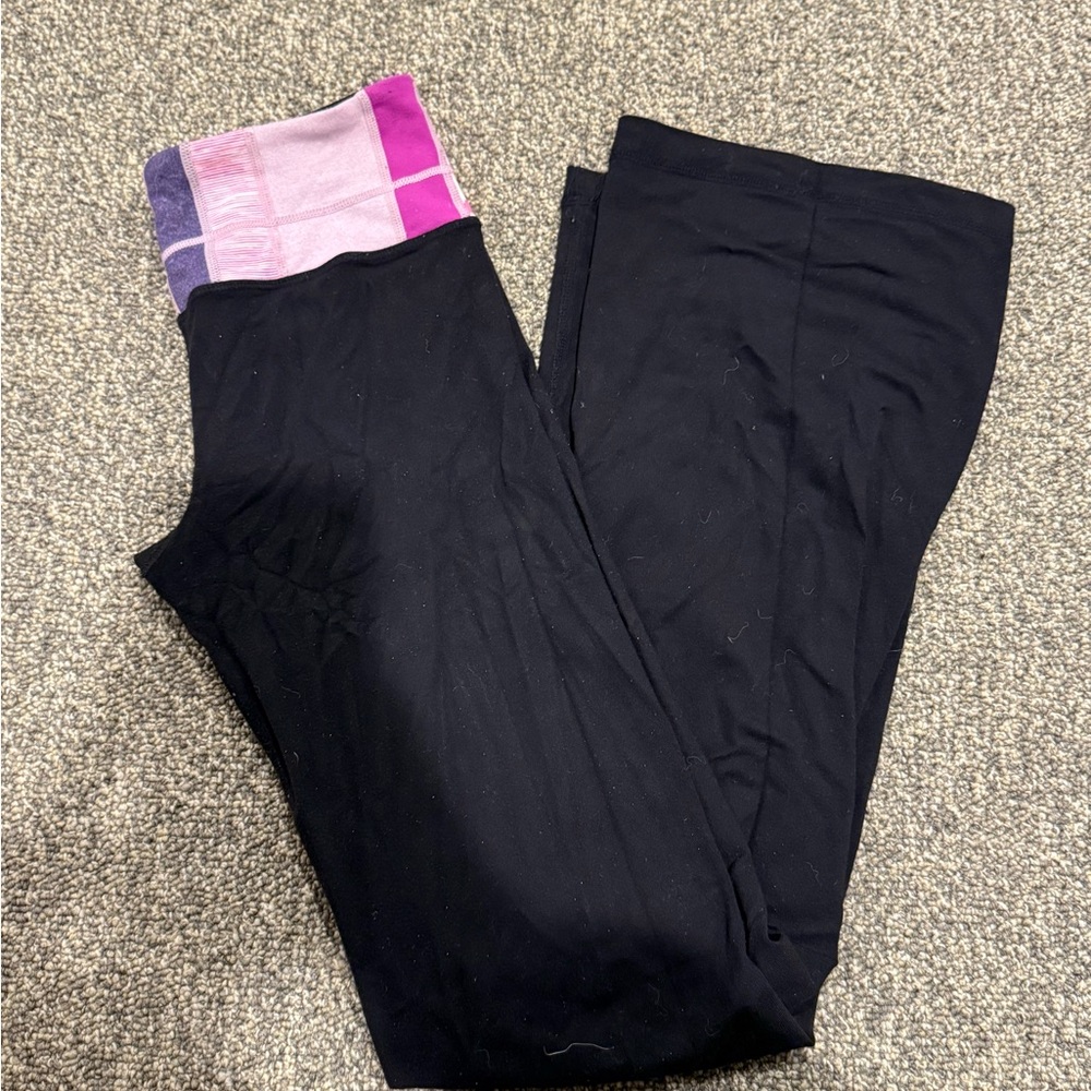 Lululemon Athletica Black Leggings with Purple Waistband